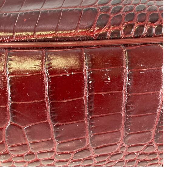 LONGCHAMP LARGE BURGNADY CROC EMBOSSED PRINT SHOULDER BAG - Picture 12 of 16